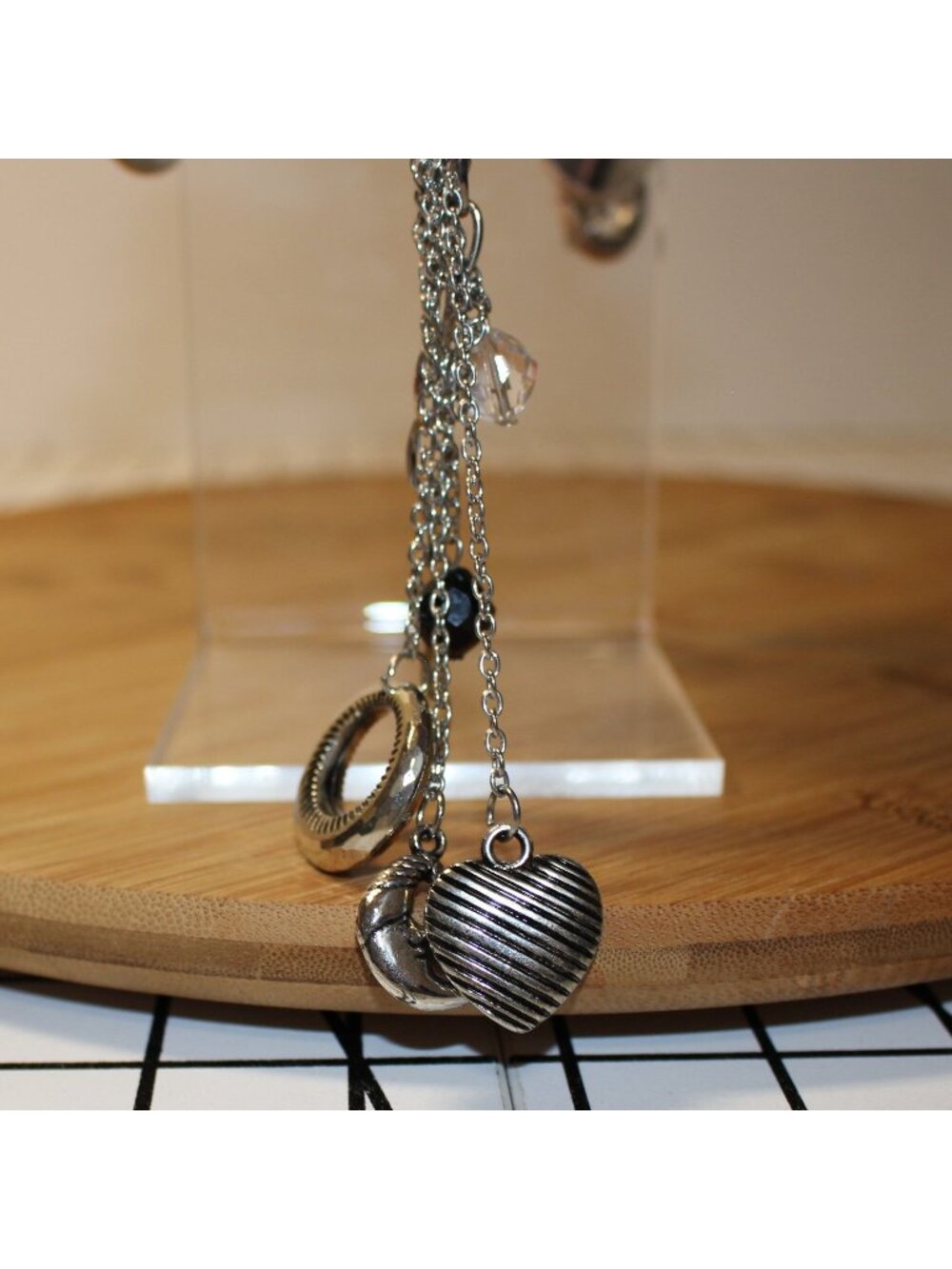 Paparazzi Heart of the Matter Silver Tassel Necklace/Earrings Moon Heart Charm